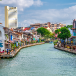 Melaka, Malasia, casas colores