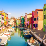burano, venecia, canal, casas coloridas, italia
