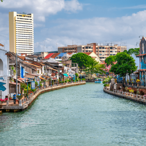 Melaka, Malasia, casas colores