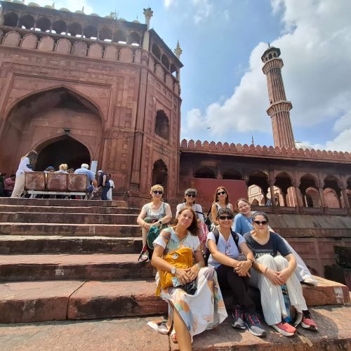 Mezquita Jama Masjid, Delhi, India, grupo mujeres