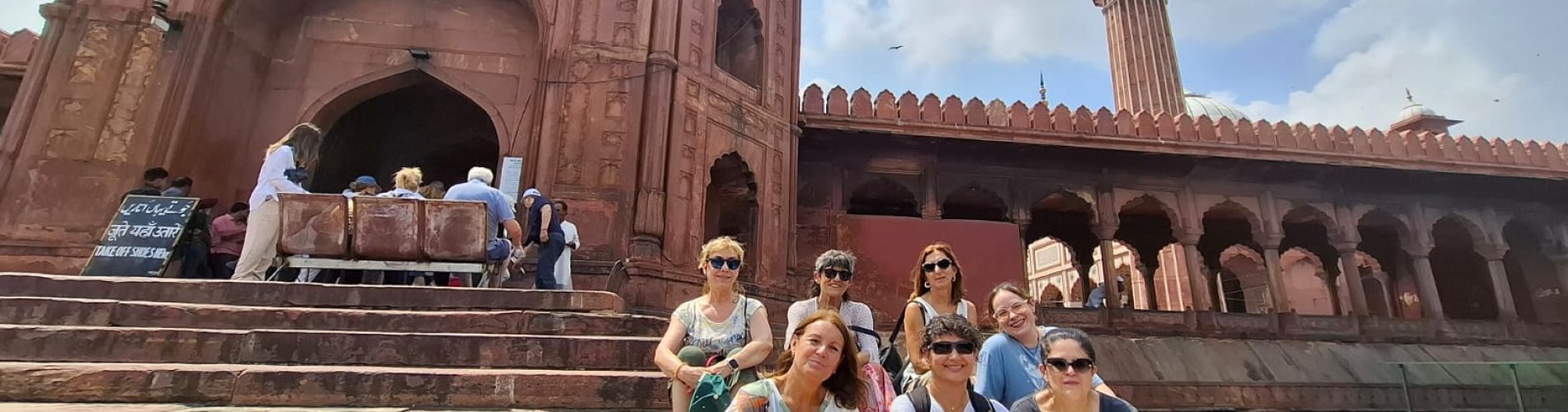 Mezquita Jama Masjid, Delhi, India, grupo mujeres