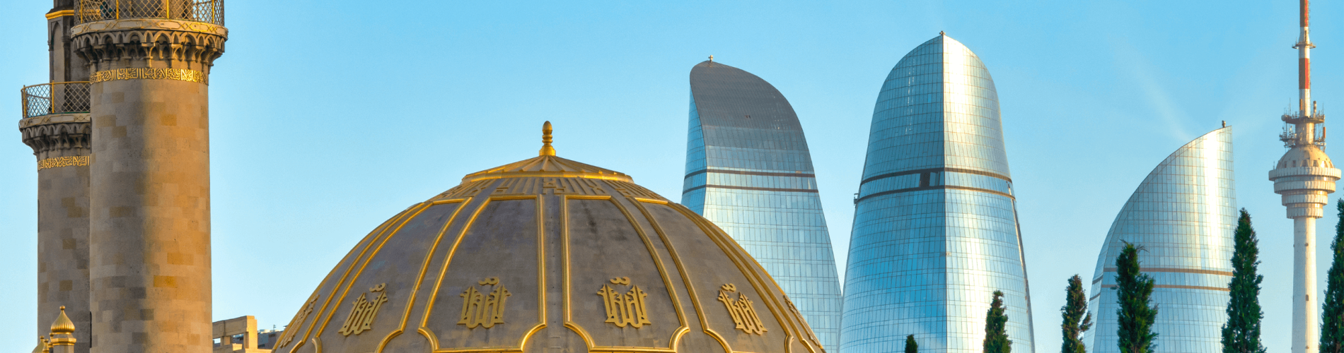Mezquita Taza Pir Mezquita Flame Towers, Baku, Azerbaiyan,