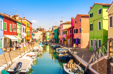 burano, venecia, canal, casas coloridas, italia