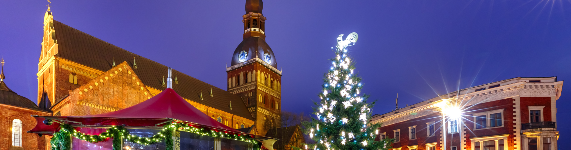 mercadillo navideña en Riga, arbol navidad, catedral